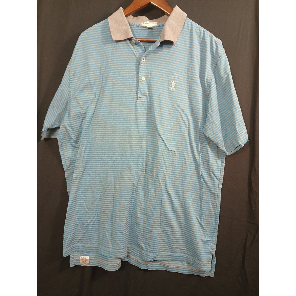 Western Golf Association Blue Gray Striped WGA 1899 Peter Millar Polo SZ L